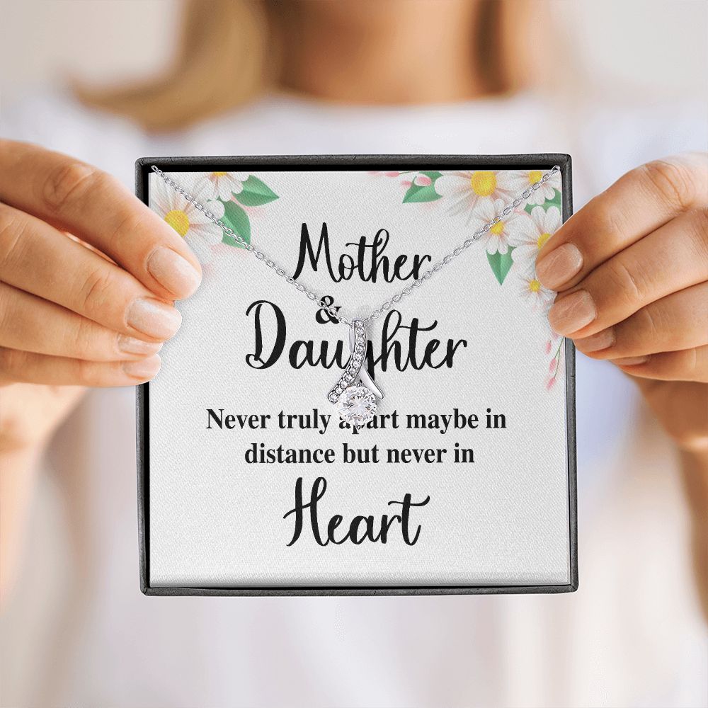 Mother and Daughter Never Truly Apart Alluring Ribbon Necklace-Express Your Love Gifts