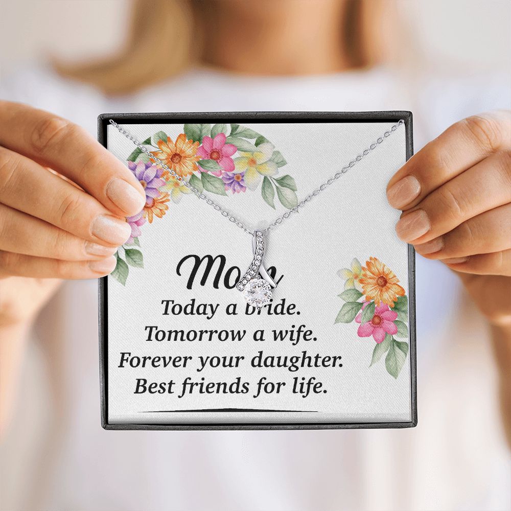 Mom Bestfriend For Life Alluring Ribbon Necklace-Express Your Love Gifts