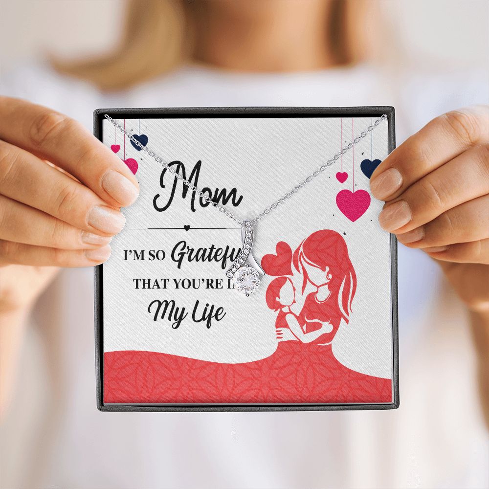 Mom I'm So Grateful Alluring Ribbon Necklace-Express Your Love Gifts