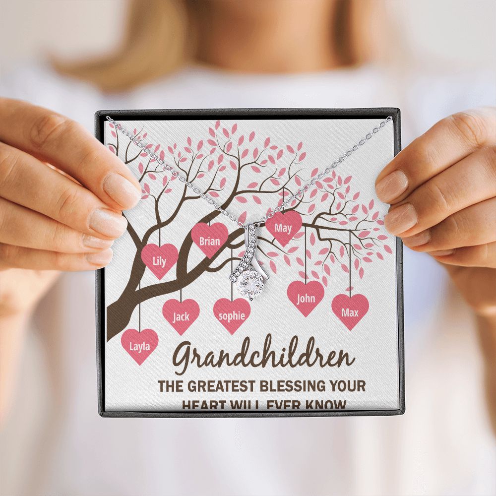 Grandchildren the Greatest Blessing Alluring Ribbon Necklace-Express Your Love Gifts