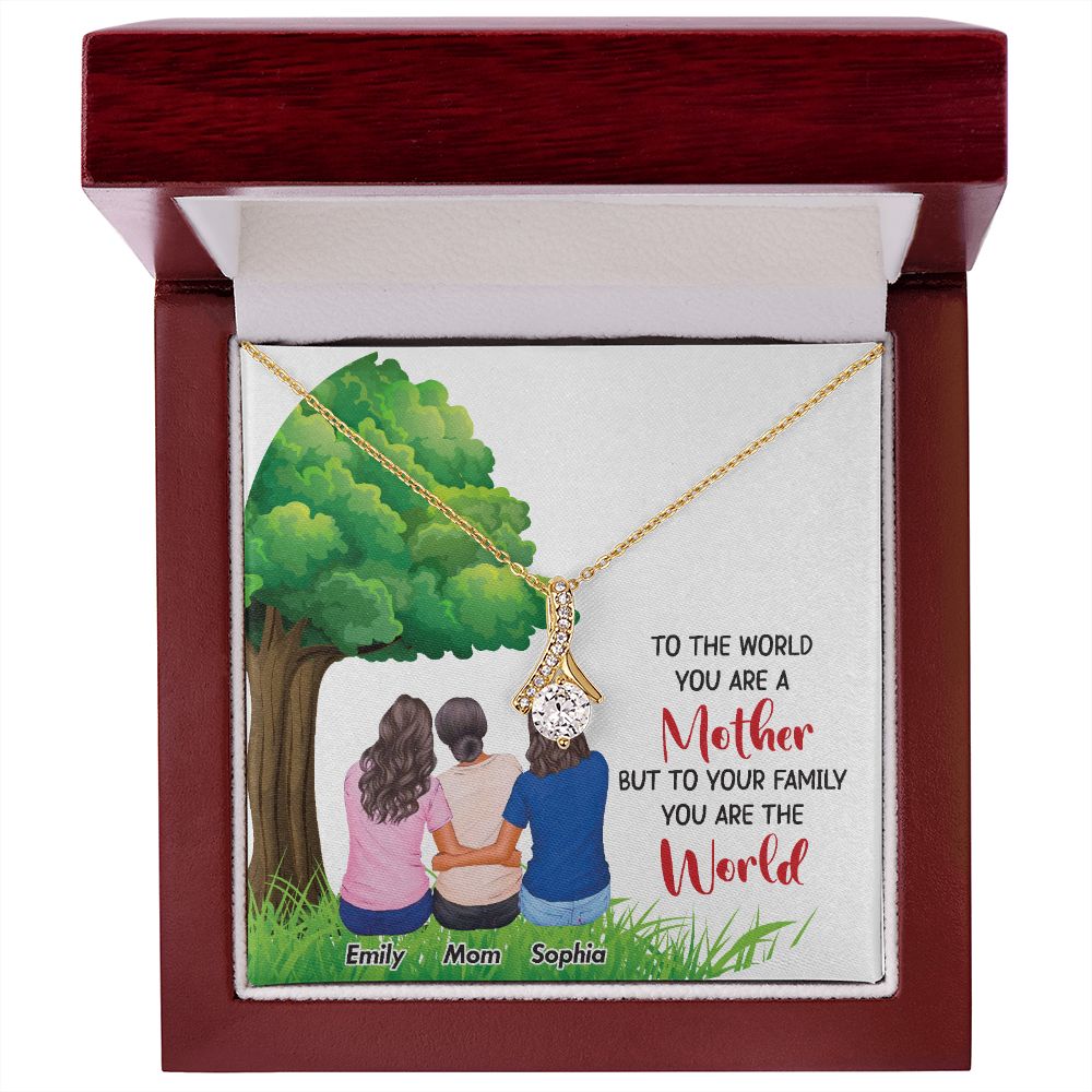 To The World You Are a Mother Alluring Ribbon Necklace-Express Your Love Gifts