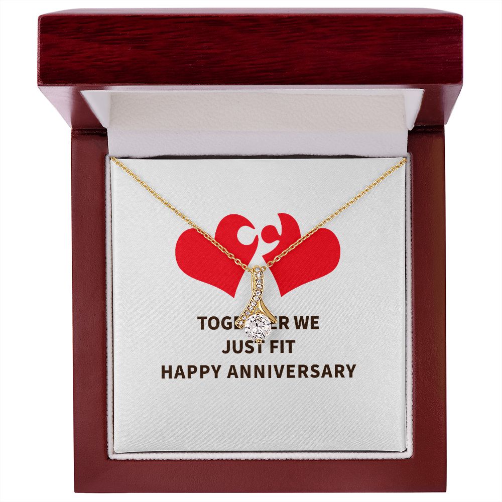 Together We Just Fit Alluring Ribbon Necklace-Express Your Love Gifts