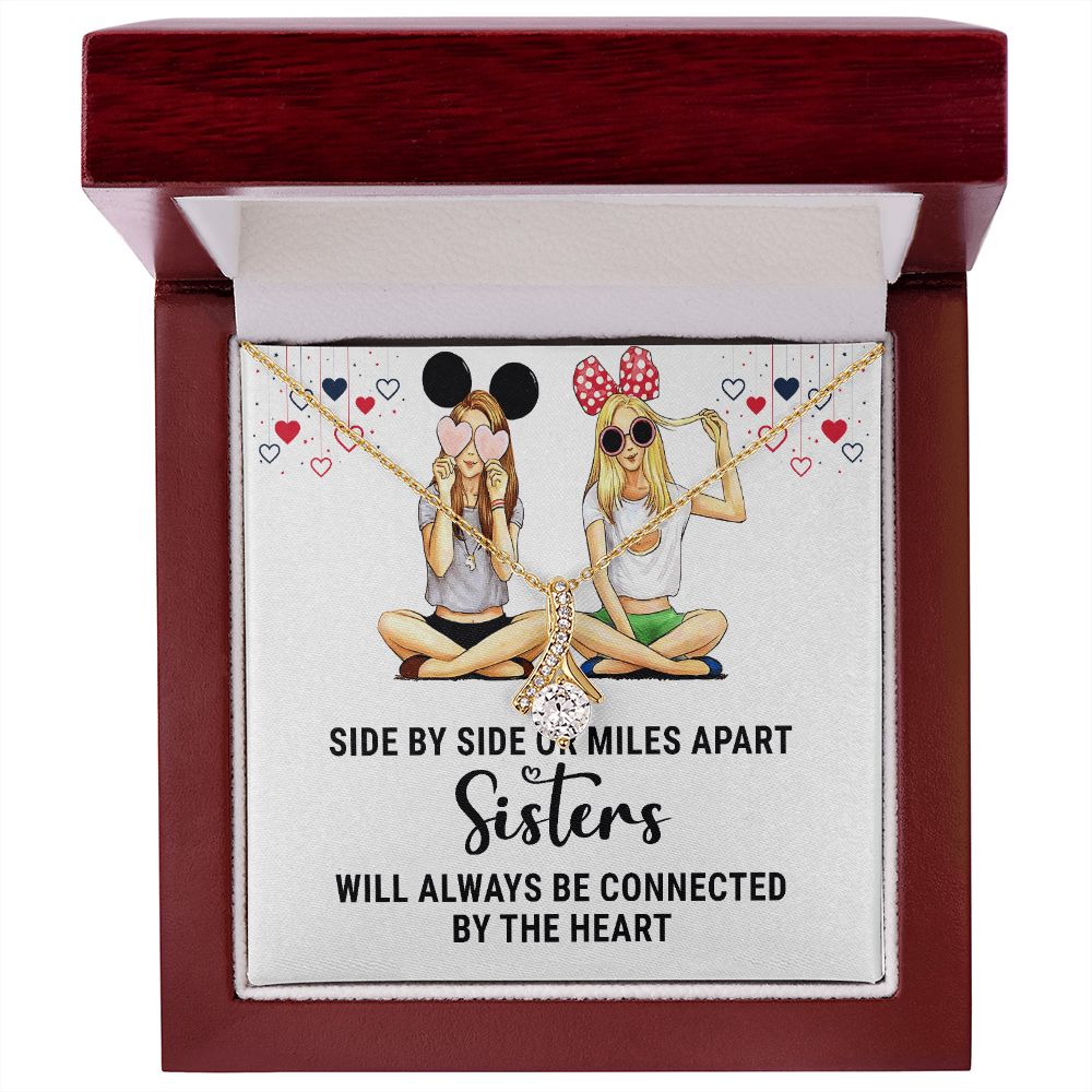Sisters Connected by The Heart Alluring Ribbon Necklace-Express Your Love Gifts