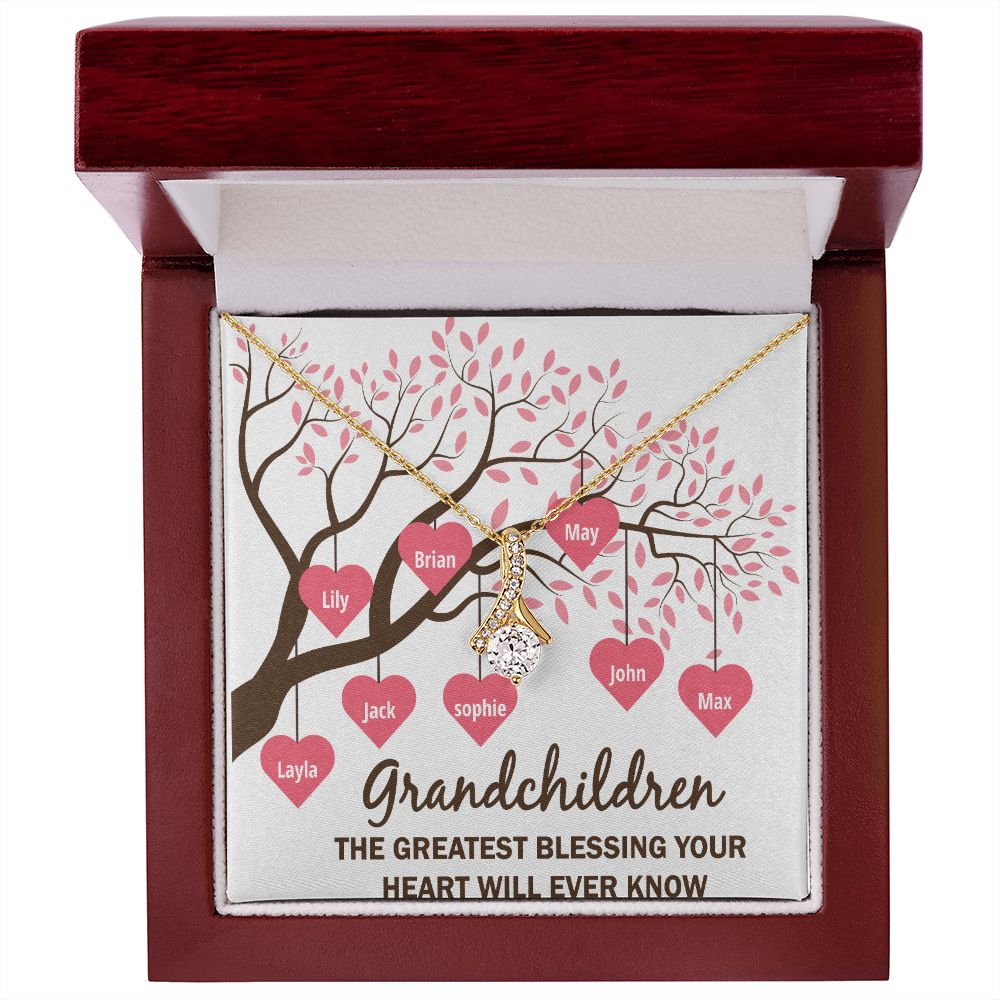 Grandchildren the Greatest Blessing Alluring Ribbon Necklace-Express Your Love Gifts