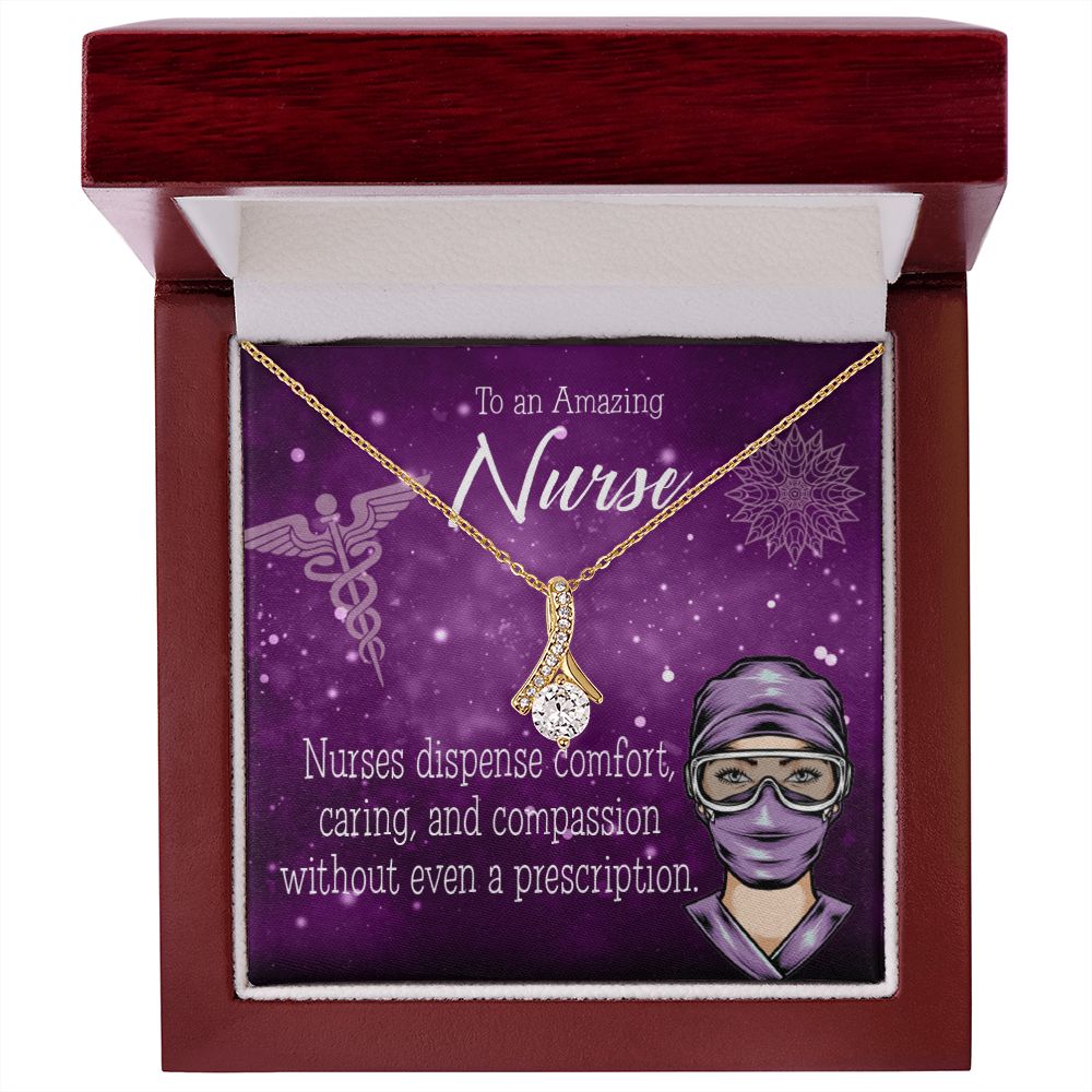 Nurse RN Caduceus Alluring Ribbon Necklace-Express Your Love Gifts