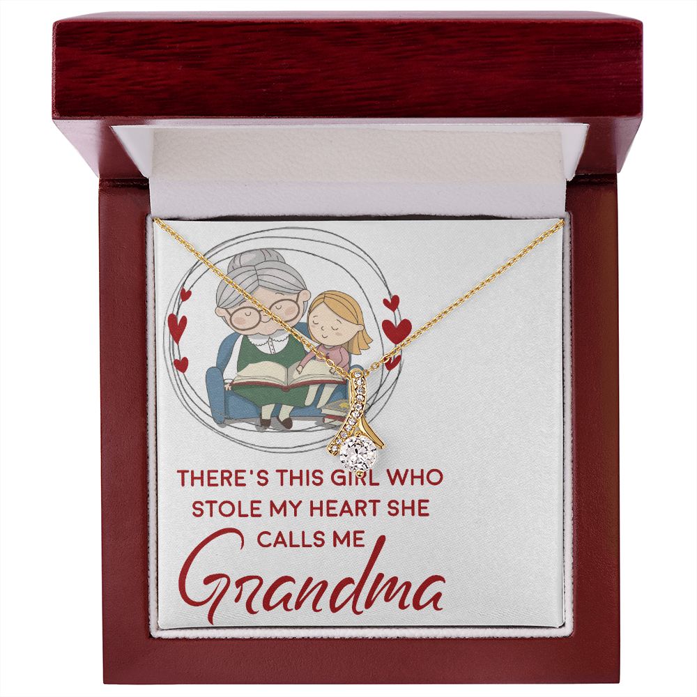 Girl Stole My Haert Calls Me Grandma Alluring Ribbon Necklace-Express Your Love Gifts