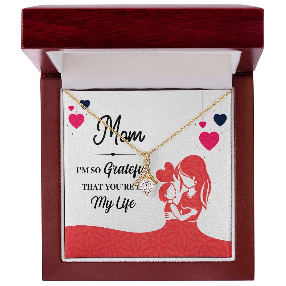Mom I'm So Grateful Alluring Ribbon Necklace-Express Your Love Gifts