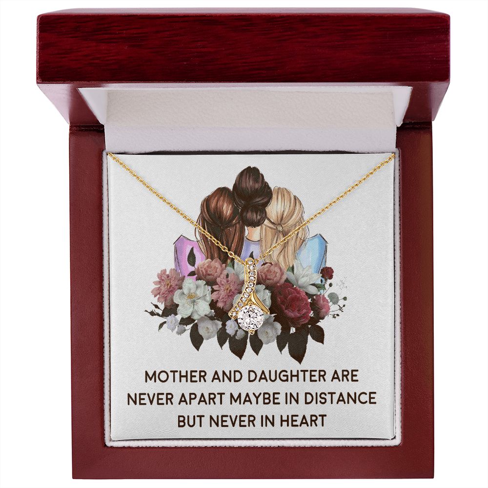 Mother and Daughter Never Apart Alluring Ribbon Necklace-Express Your Love Gifts