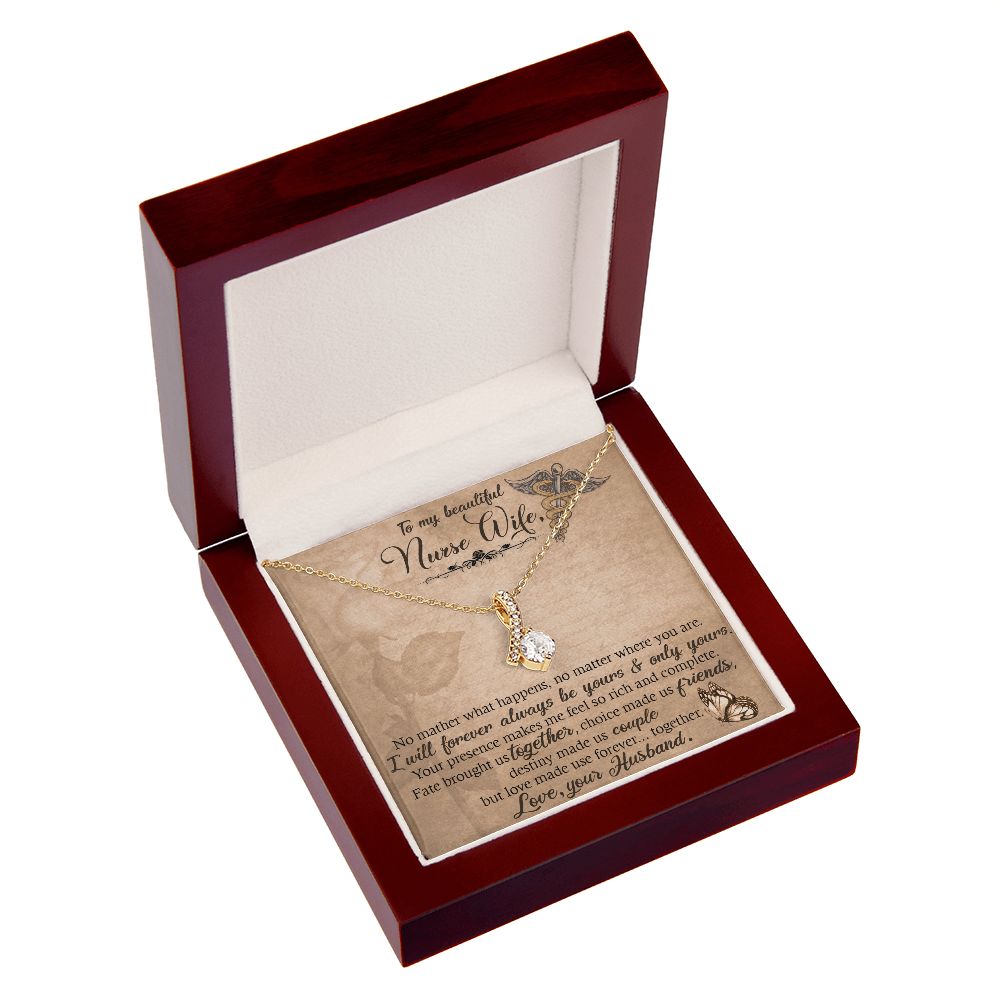 To my Wife Nurse In This Difficult Time Alluring Ribbon Necklace-Express Your Love Gifts