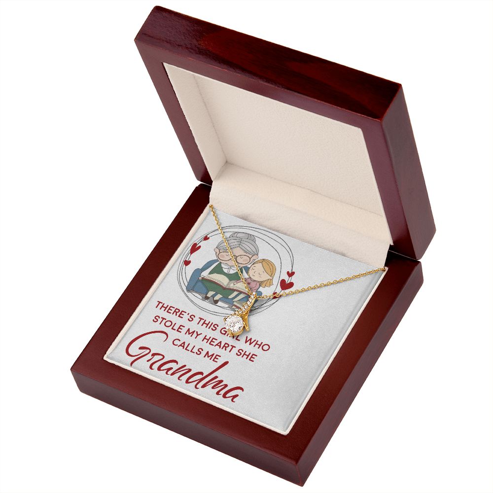 Girl Stole My Haert Calls Me Grandma Alluring Ribbon Necklace-Express Your Love Gifts