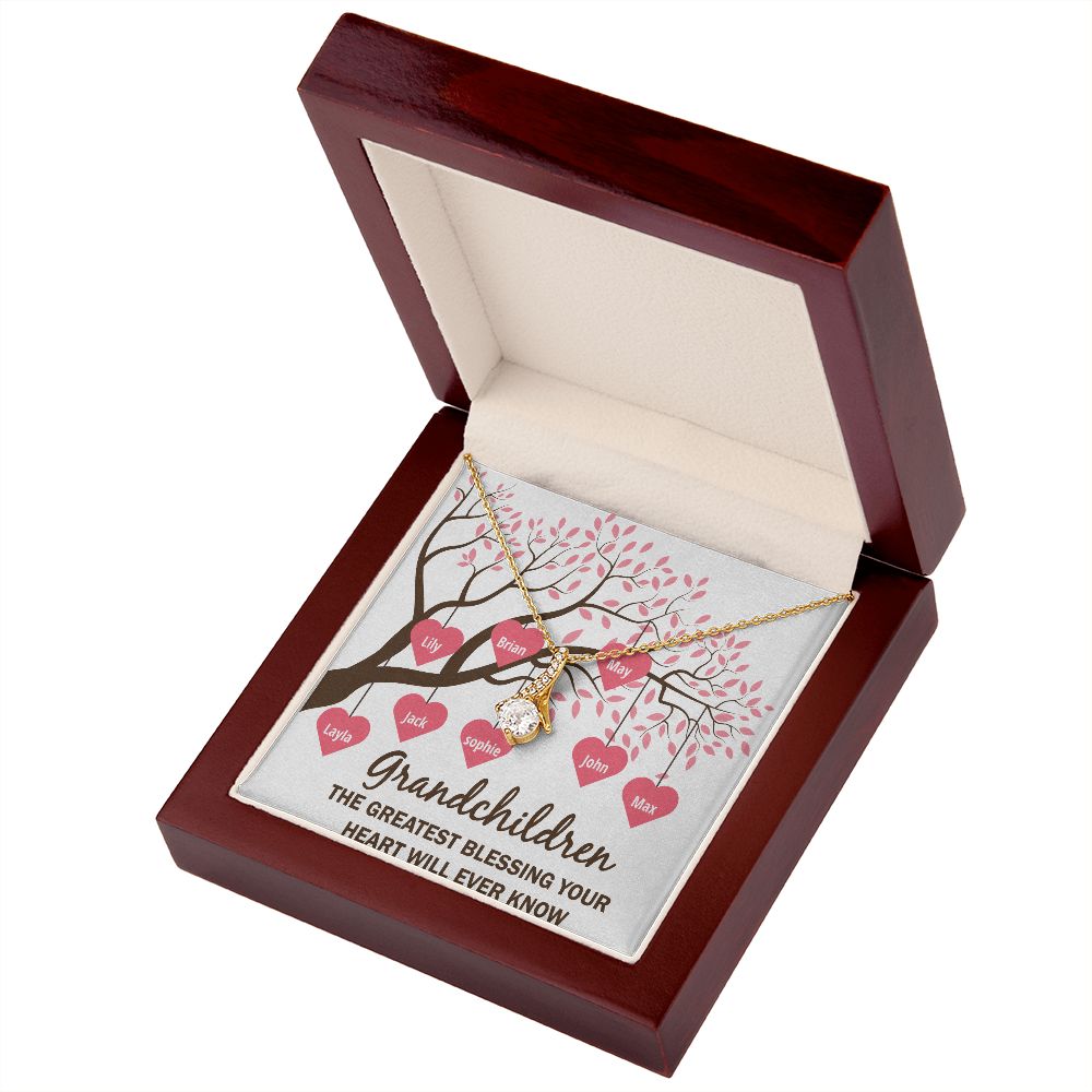 Grandchildren the Greatest Blessing Alluring Ribbon Necklace-Express Your Love Gifts