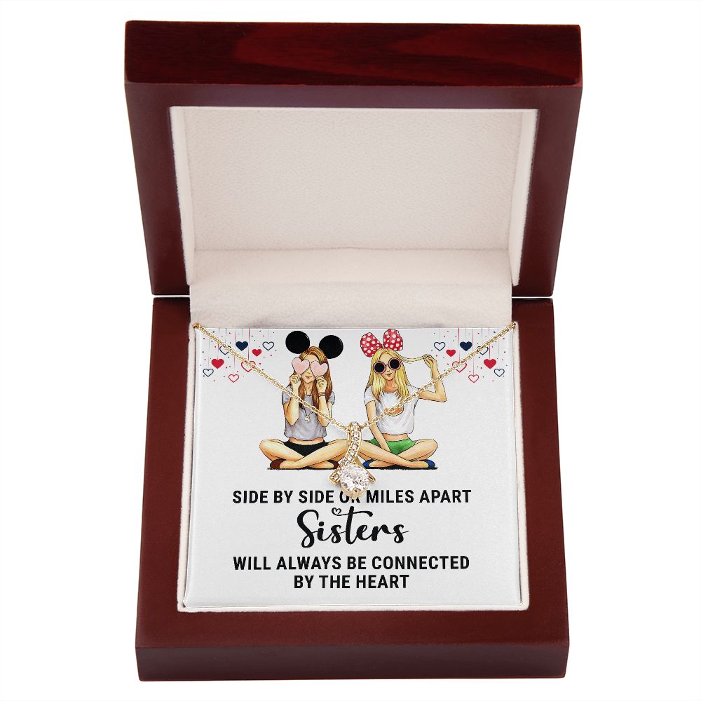 Sisters Connected by The Heart Alluring Ribbon Necklace-Express Your Love Gifts
