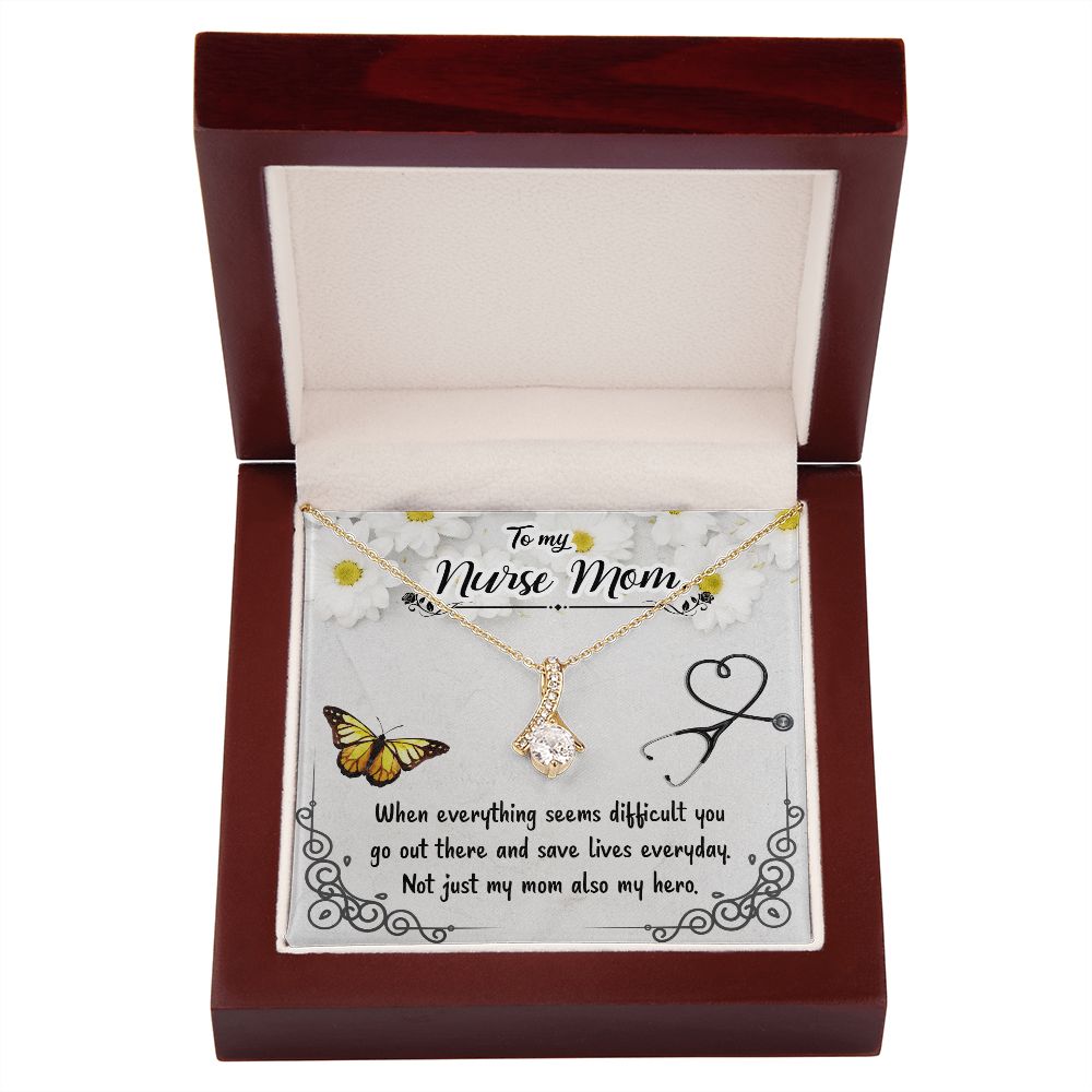 To my Nurse Mom When Everything Alluring Ribbon Necklace-Express Your Love Gifts