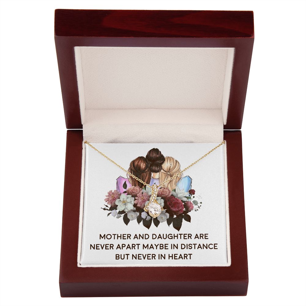 Mother and Daughter Never Apart Alluring Ribbon Necklace-Express Your Love Gifts