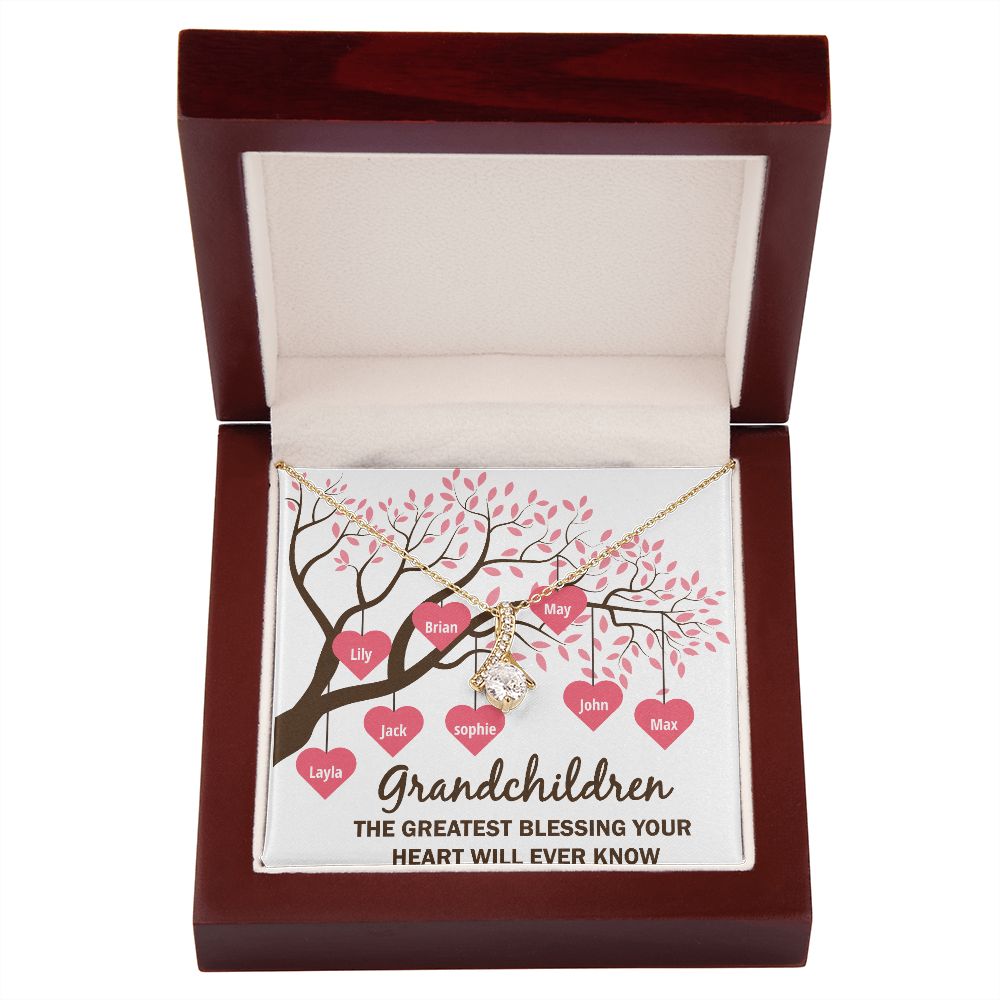 Grandchildren the Greatest Blessing Alluring Ribbon Necklace-Express Your Love Gifts