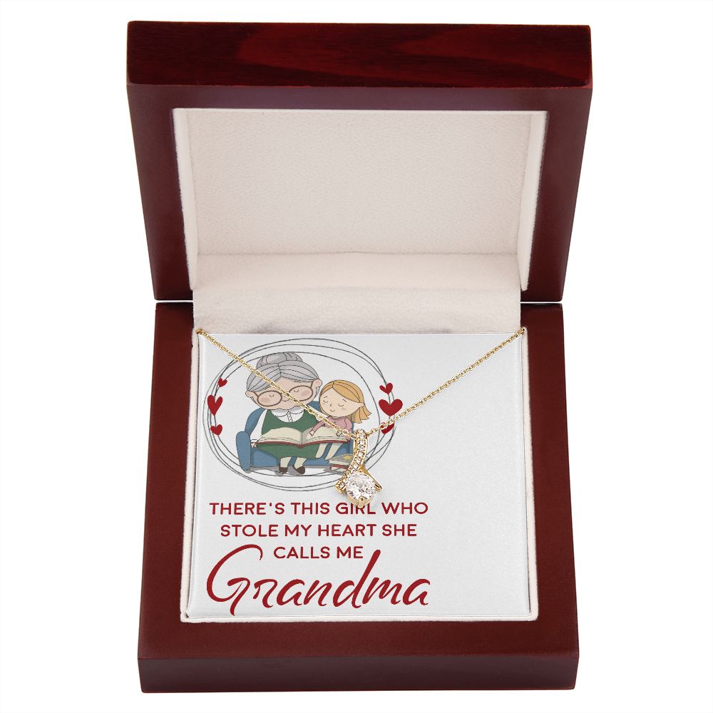 Girl Stole My Haert Calls Me Grandma Alluring Ribbon Necklace-Express Your Love Gifts