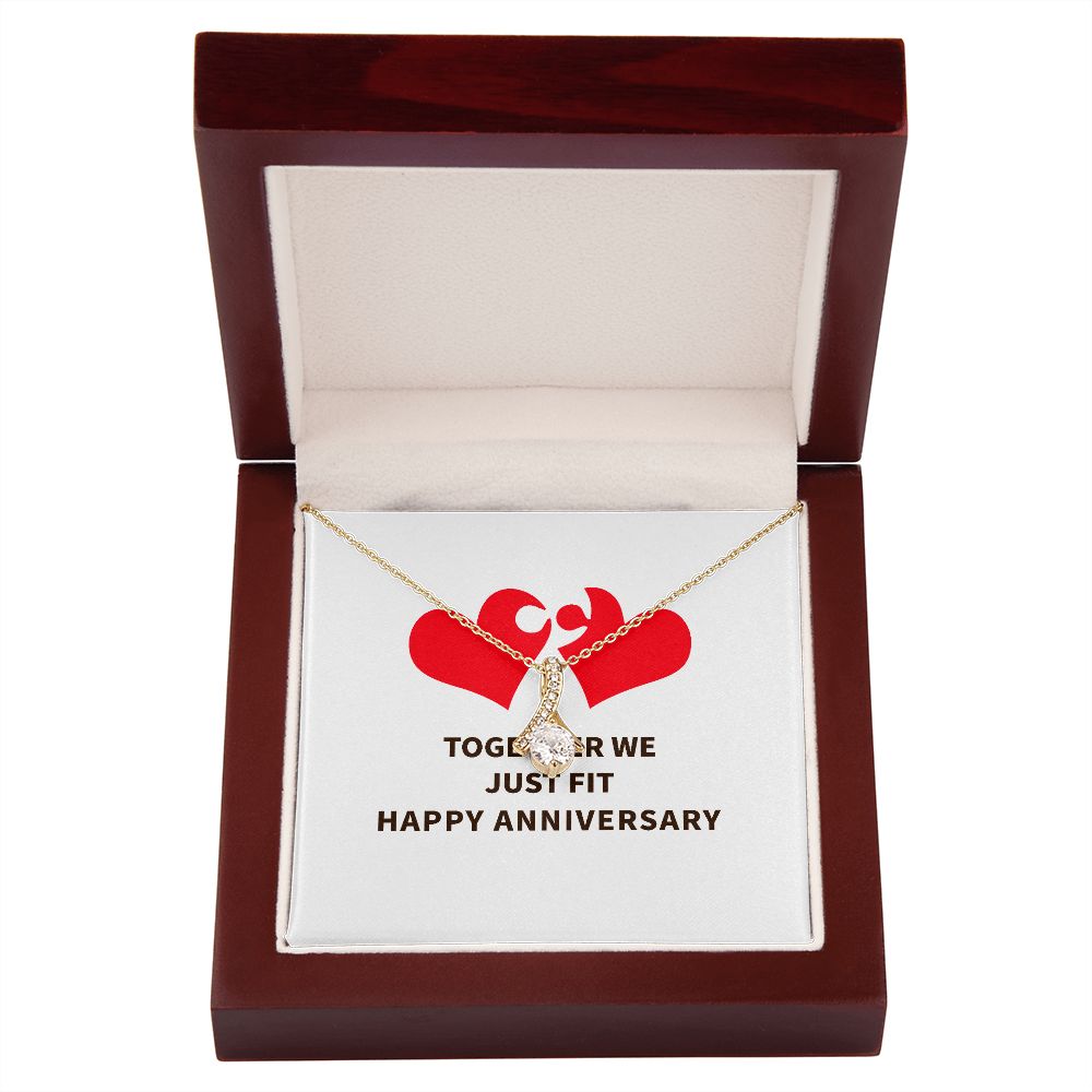 Together We Just Fit Alluring Ribbon Necklace-Express Your Love Gifts