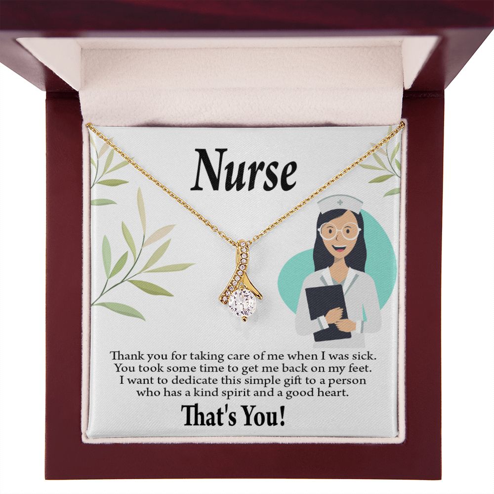 Simple Thank You Nurse Alluring Ribbon Necklace-Express Your Love Gifts