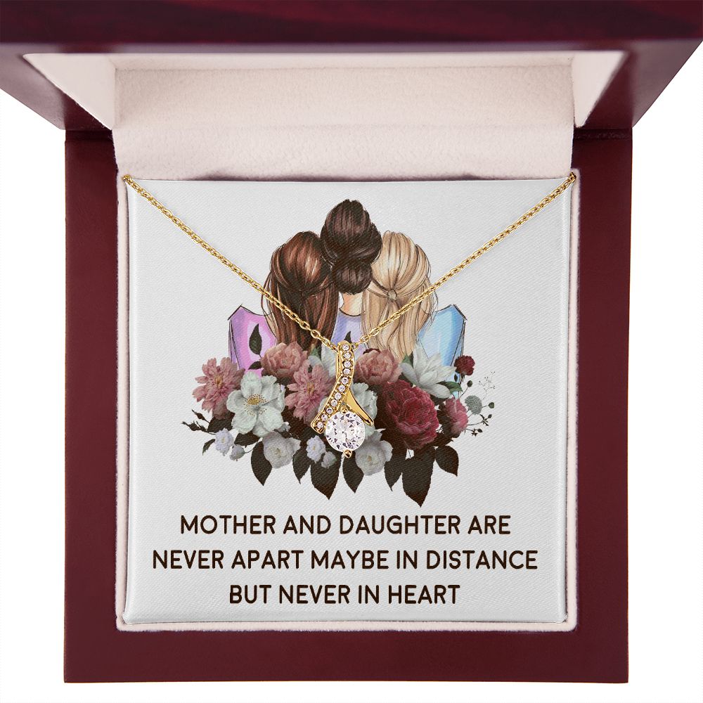Mother and Daughter Never Apart Alluring Ribbon Necklace-Express Your Love Gifts