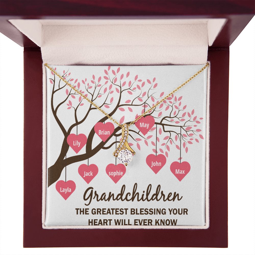 Grandchildren the Greatest Blessing Alluring Ribbon Necklace-Express Your Love Gifts