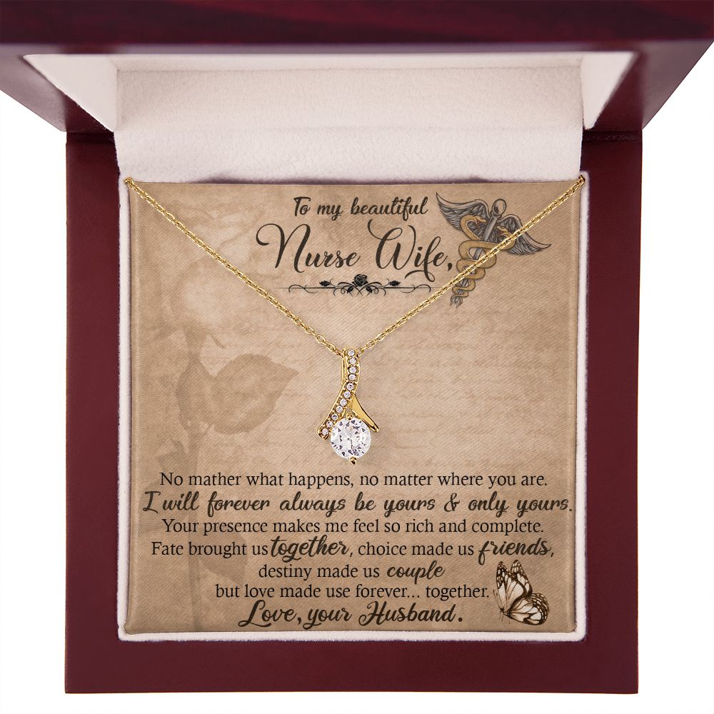 To my Wife Nurse In This Difficult Time Alluring Ribbon Necklace-Express Your Love Gifts