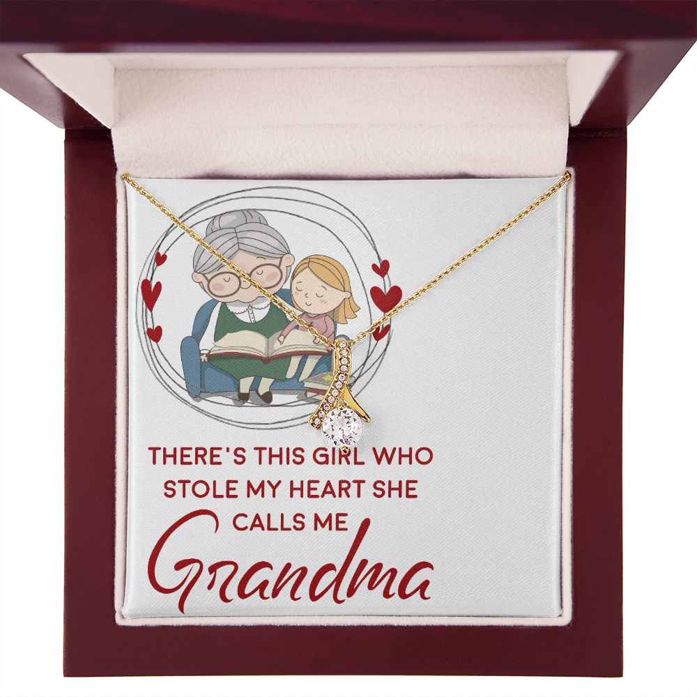 Girl Stole My Haert Calls Me Grandma Alluring Ribbon Necklace-Express Your Love Gifts