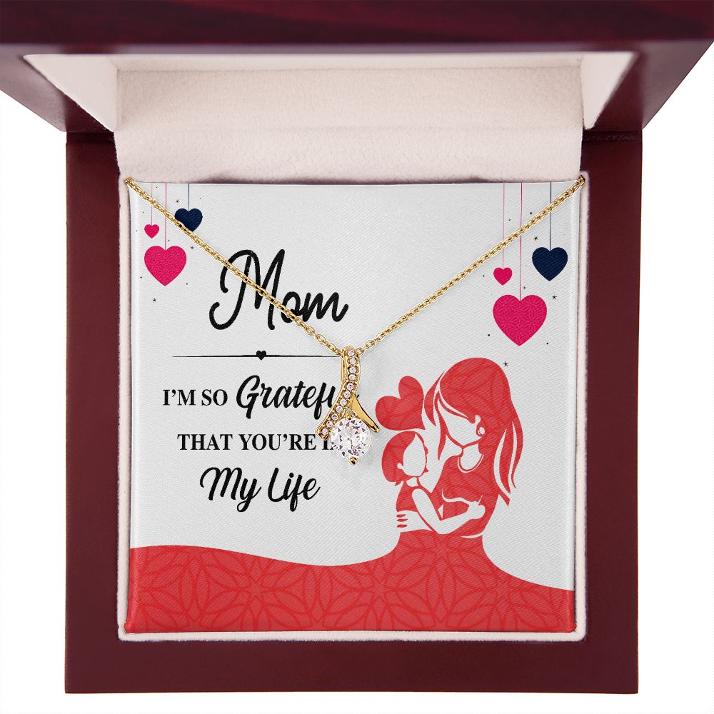 Mom I'm So Grateful Alluring Ribbon Necklace-Express Your Love Gifts
