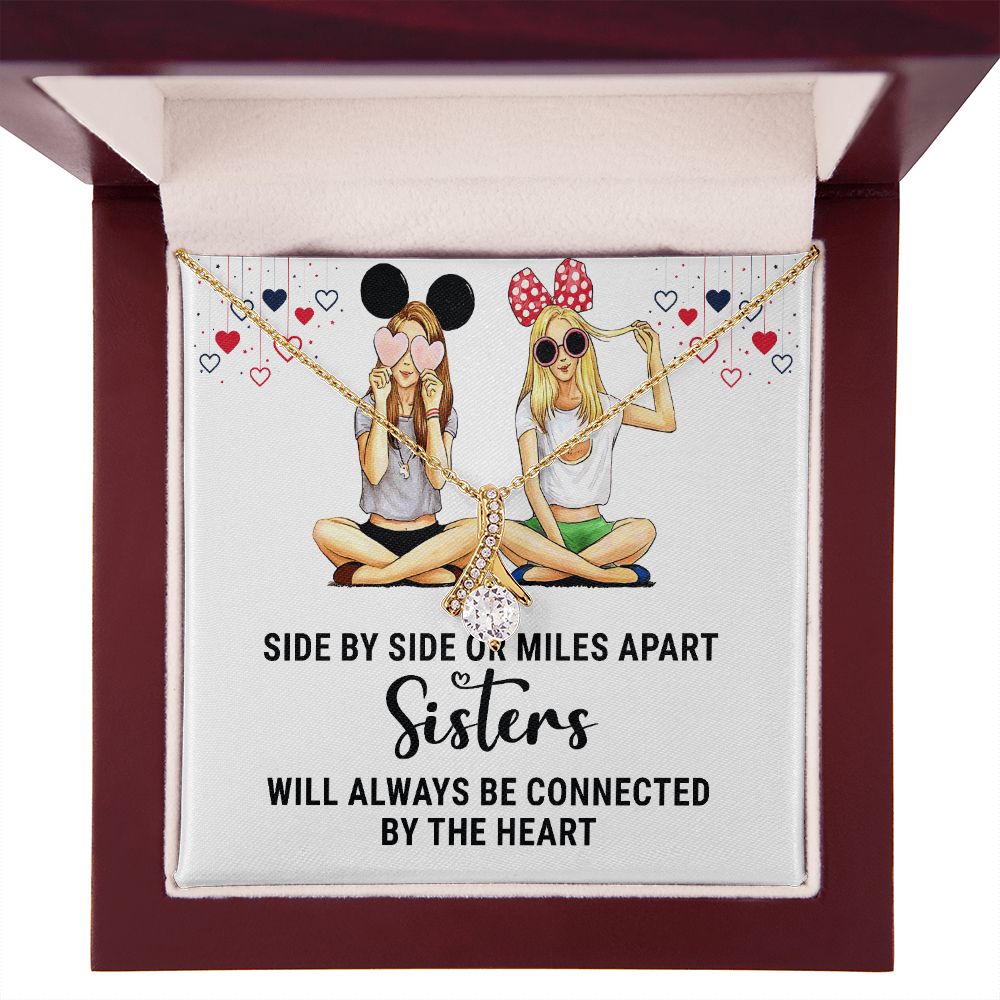 Sisters Connected by The Heart Alluring Ribbon Necklace-Express Your Love Gifts