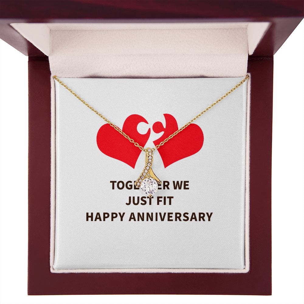 Together We Just Fit Alluring Ribbon Necklace-Express Your Love Gifts