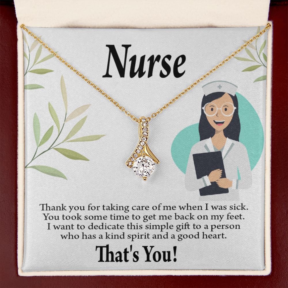 Simple Thank You Nurse Alluring Ribbon Necklace-Express Your Love Gifts