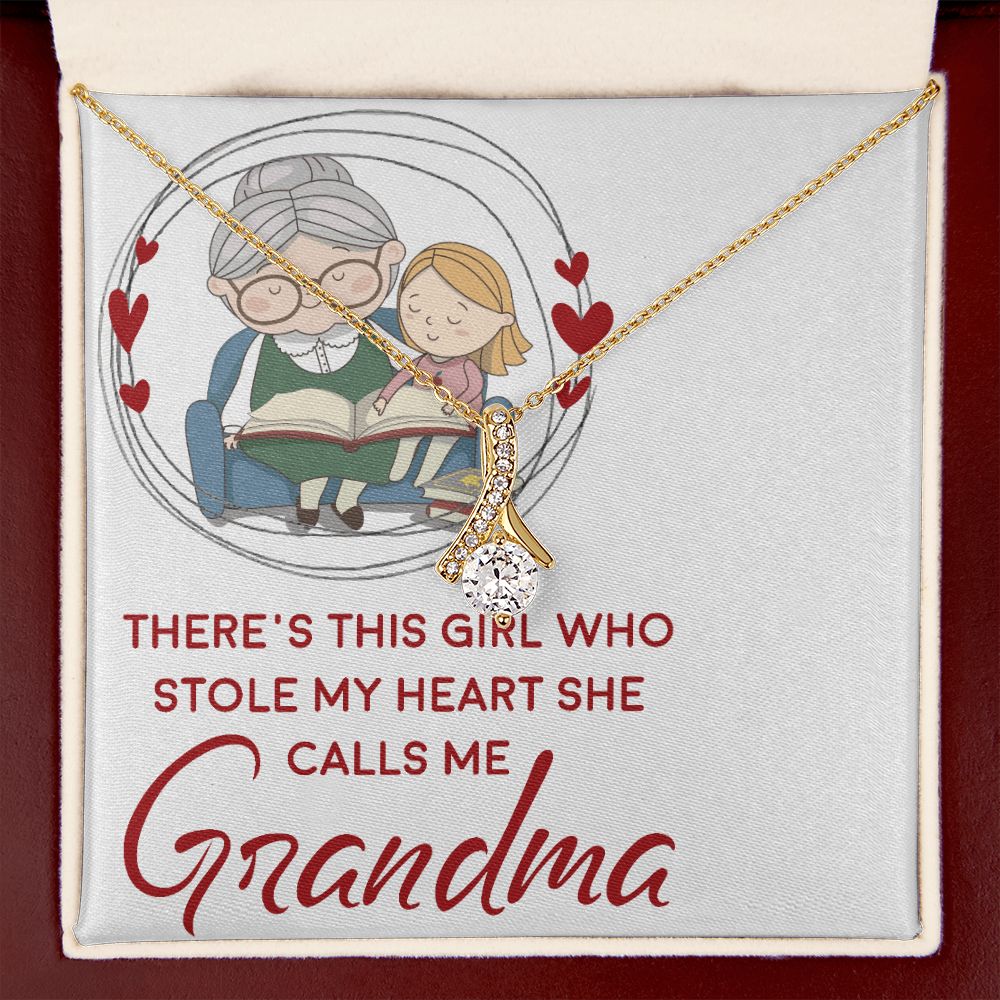 Girl Stole My Haert Calls Me Grandma Alluring Ribbon Necklace-Express Your Love Gifts