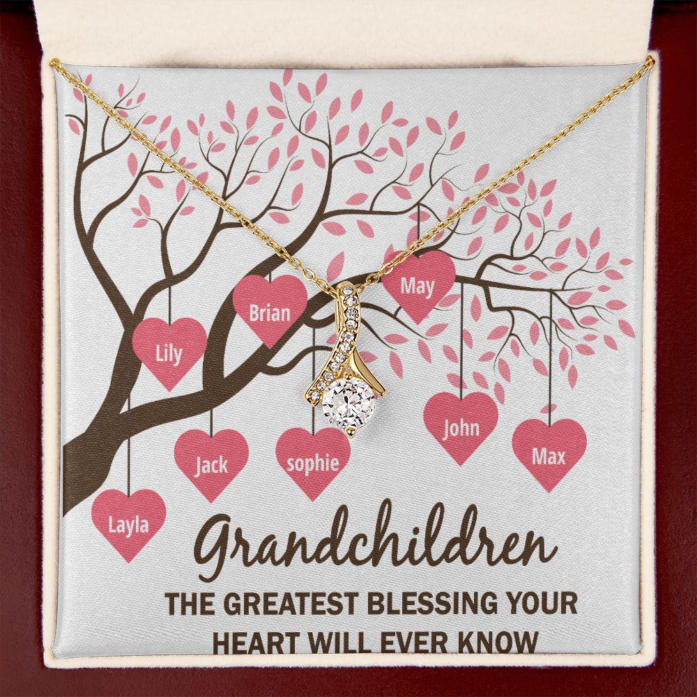 Grandchildren the Greatest Blessing Alluring Ribbon Necklace-Express Your Love Gifts