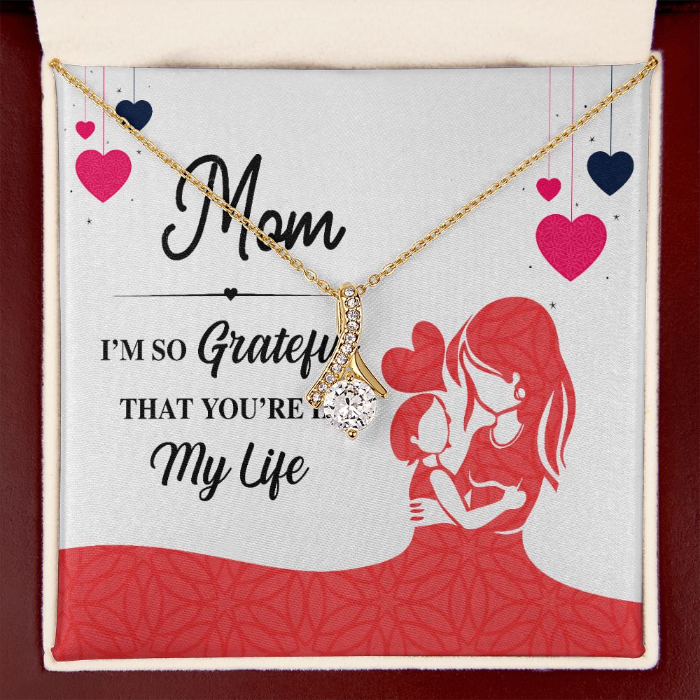Mom I'm So Grateful Alluring Ribbon Necklace-Express Your Love Gifts