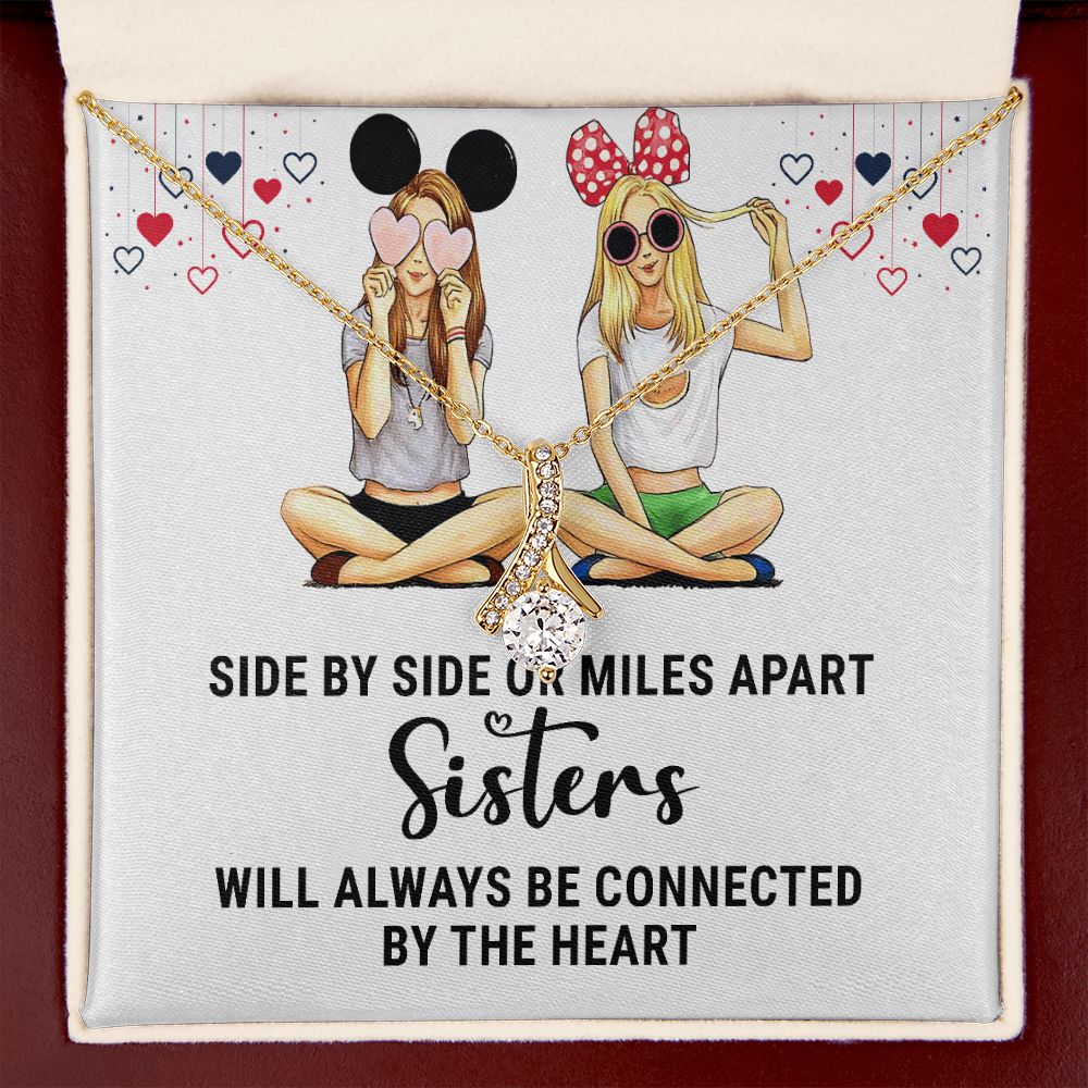 Sisters Connected by The Heart Alluring Ribbon Necklace-Express Your Love Gifts