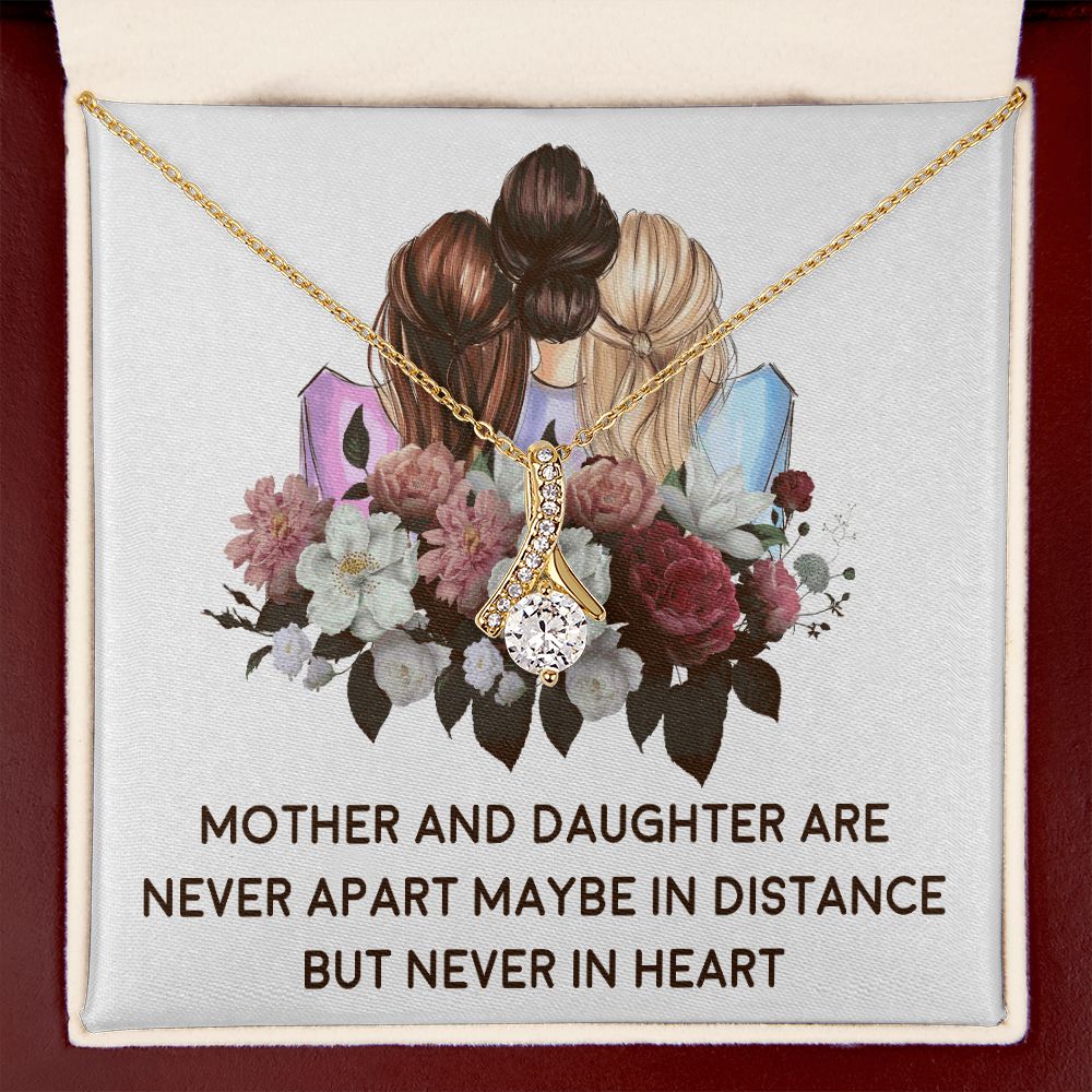 Mother and Daughter Never Apart Alluring Ribbon Necklace-Express Your Love Gifts