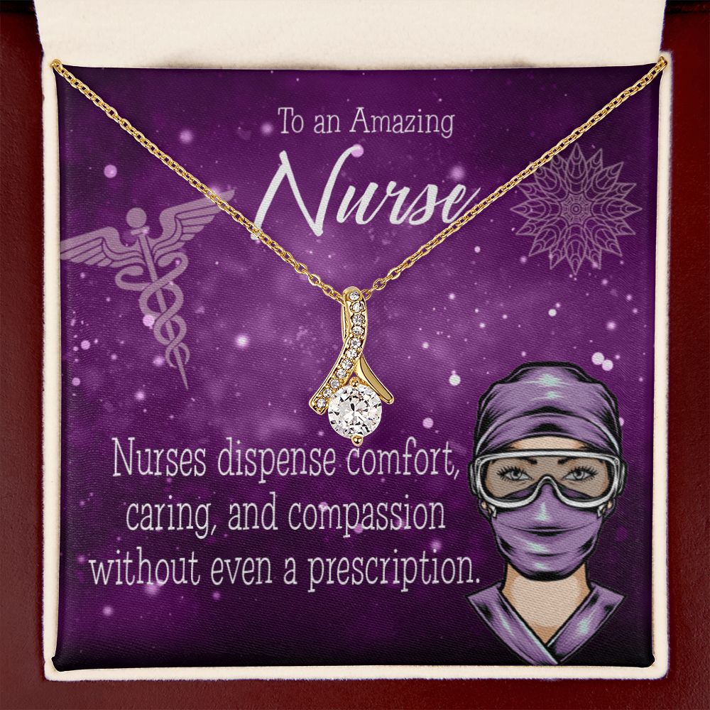 Nurse RN Caduceus Alluring Ribbon Necklace-Express Your Love Gifts