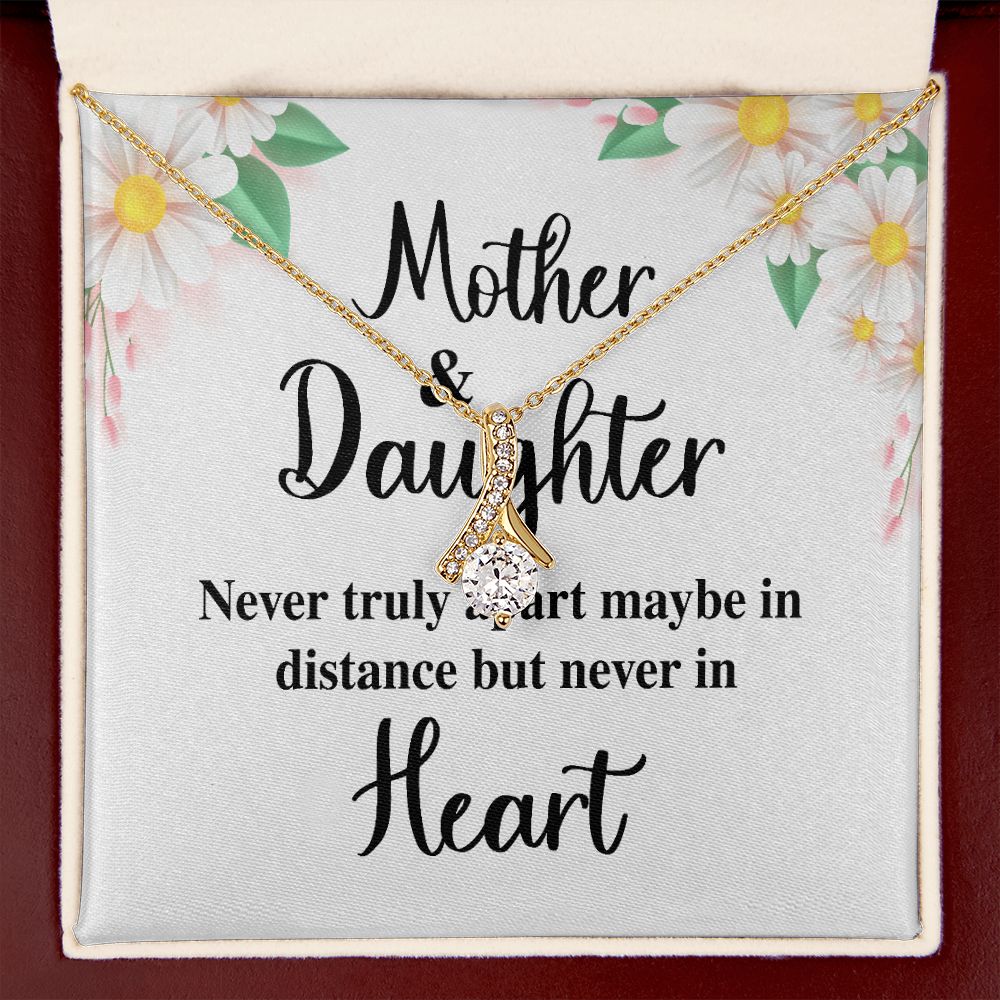 Mother and Daughter Never Truly Apart Alluring Ribbon Necklace-Express Your Love Gifts