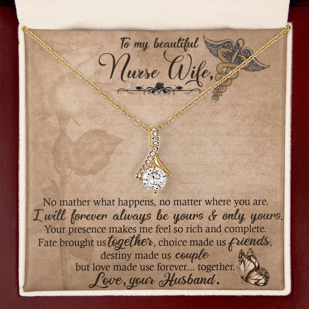 To my Wife Nurse In This Difficult Time Alluring Ribbon Necklace-Express Your Love Gifts