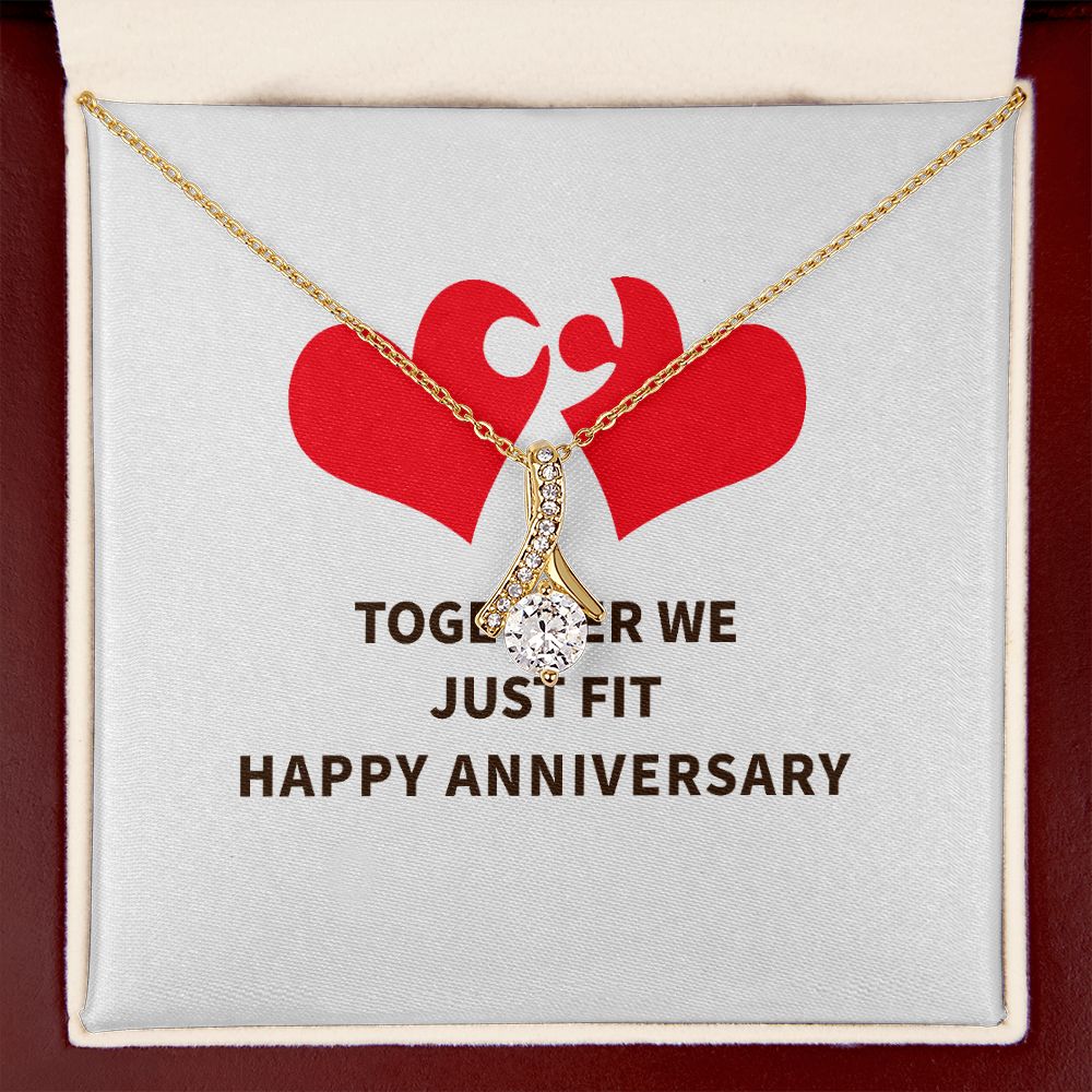 Together We Just Fit Alluring Ribbon Necklace-Express Your Love Gifts