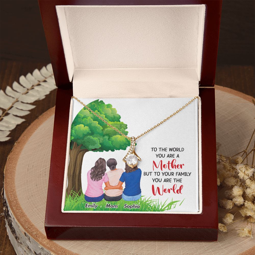 To The World You Are a Mother Alluring Ribbon Necklace-Express Your Love Gifts