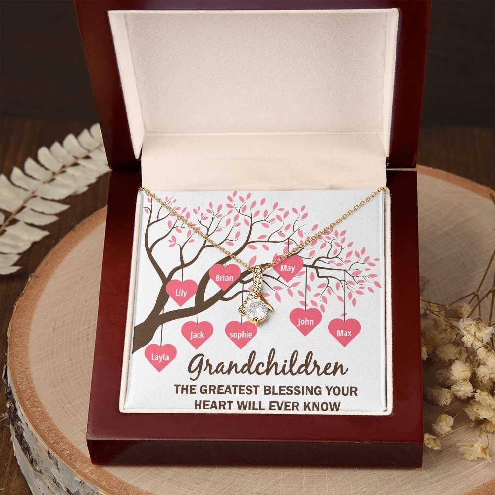Grandchildren the Greatest Blessing Alluring Ribbon Necklace-Express Your Love Gifts