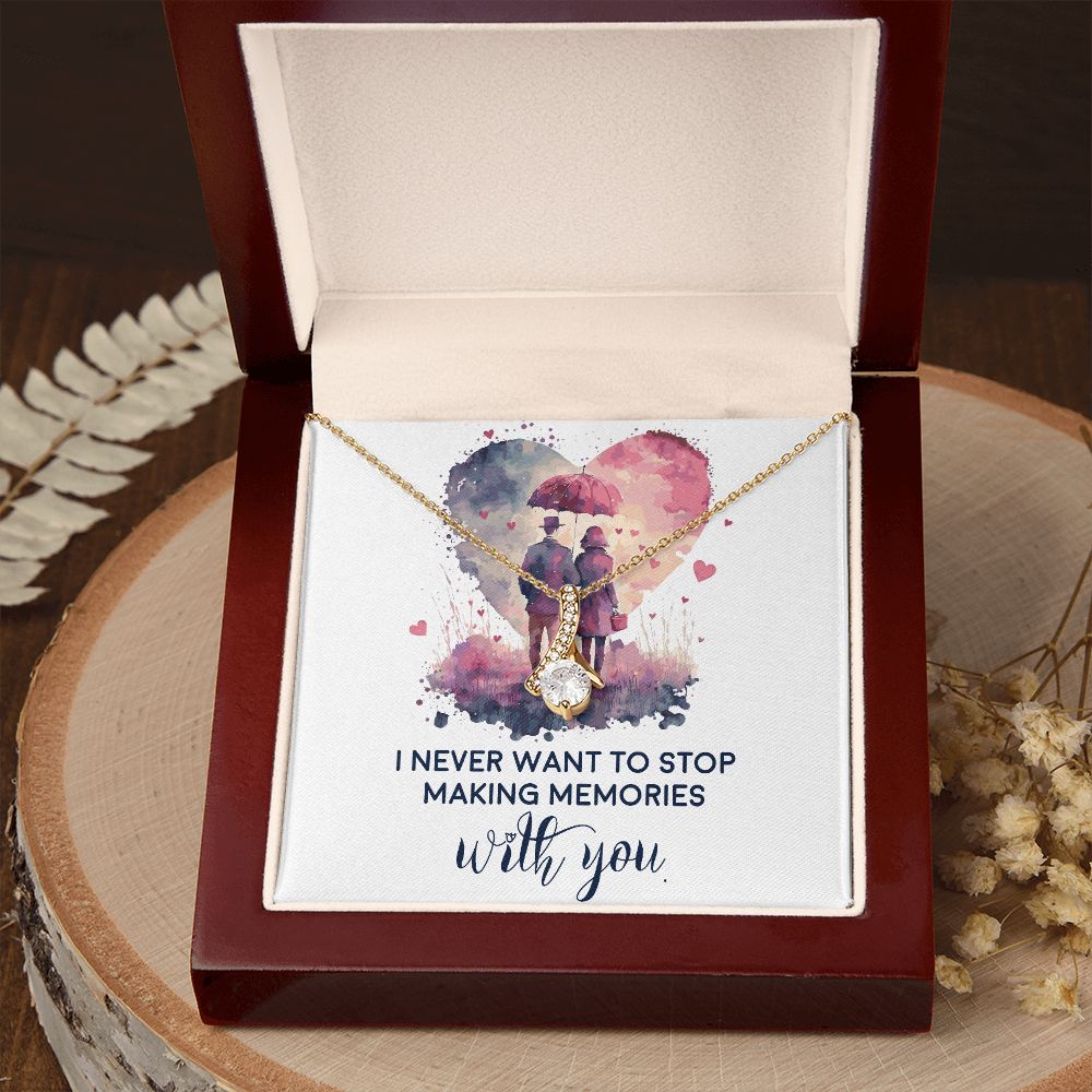 Never Stop Making Memories Alluring Ribbon Necklace-Express Your Love Gifts