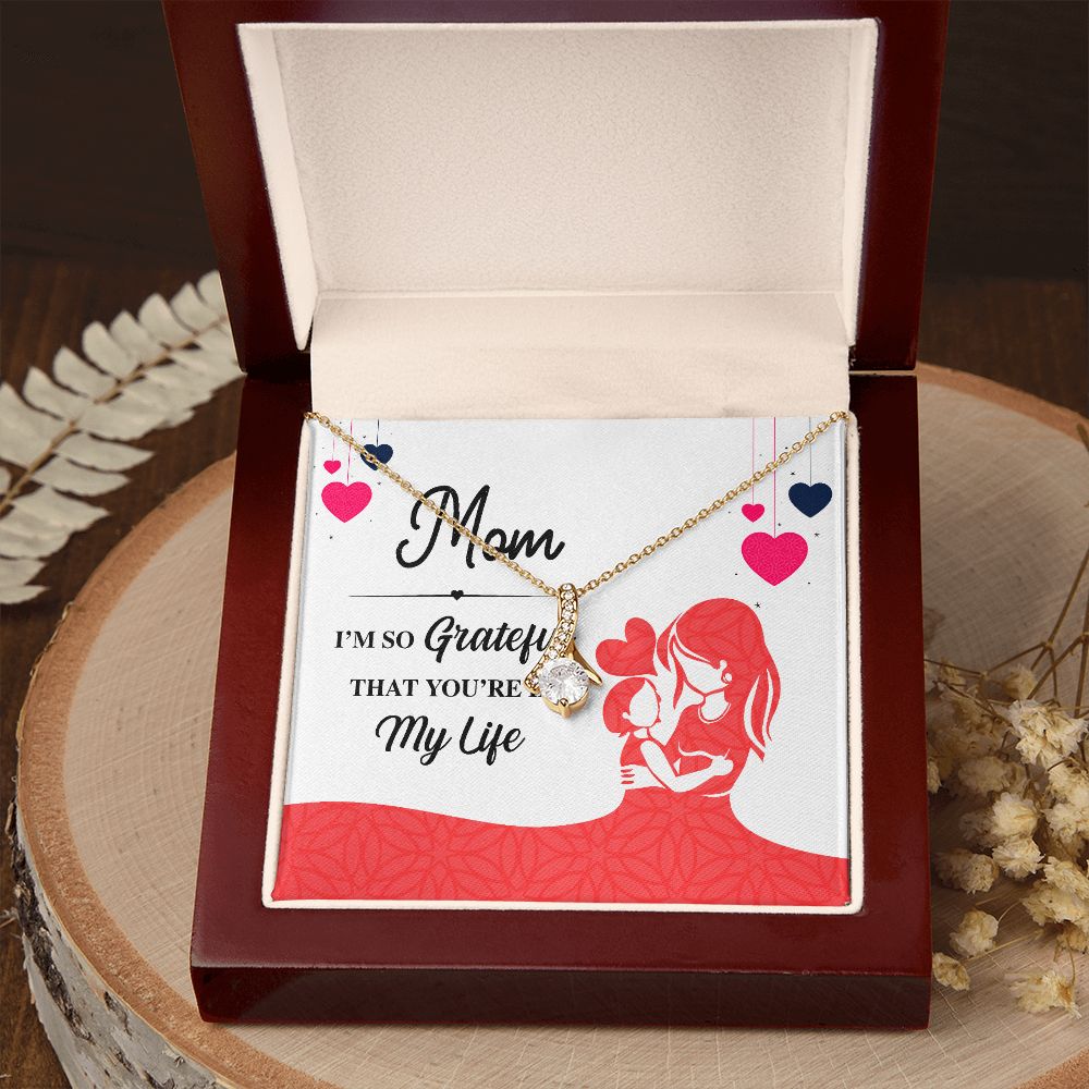 Mom I'm So Grateful Alluring Ribbon Necklace-Express Your Love Gifts