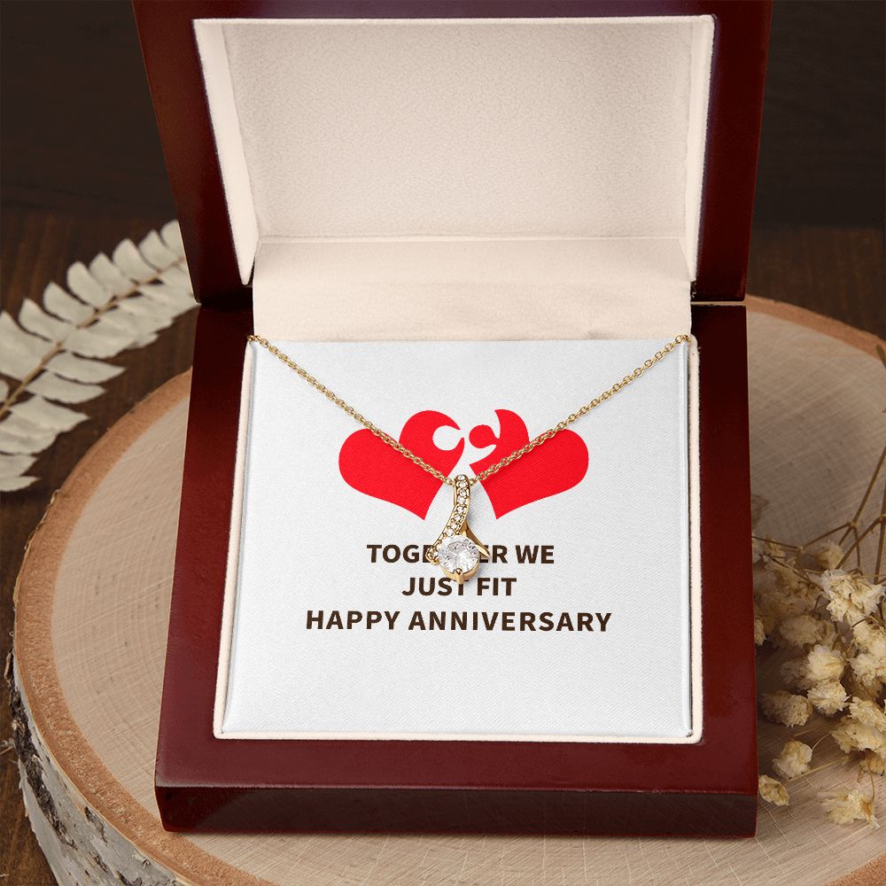 Together We Just Fit Alluring Ribbon Necklace-Express Your Love Gifts