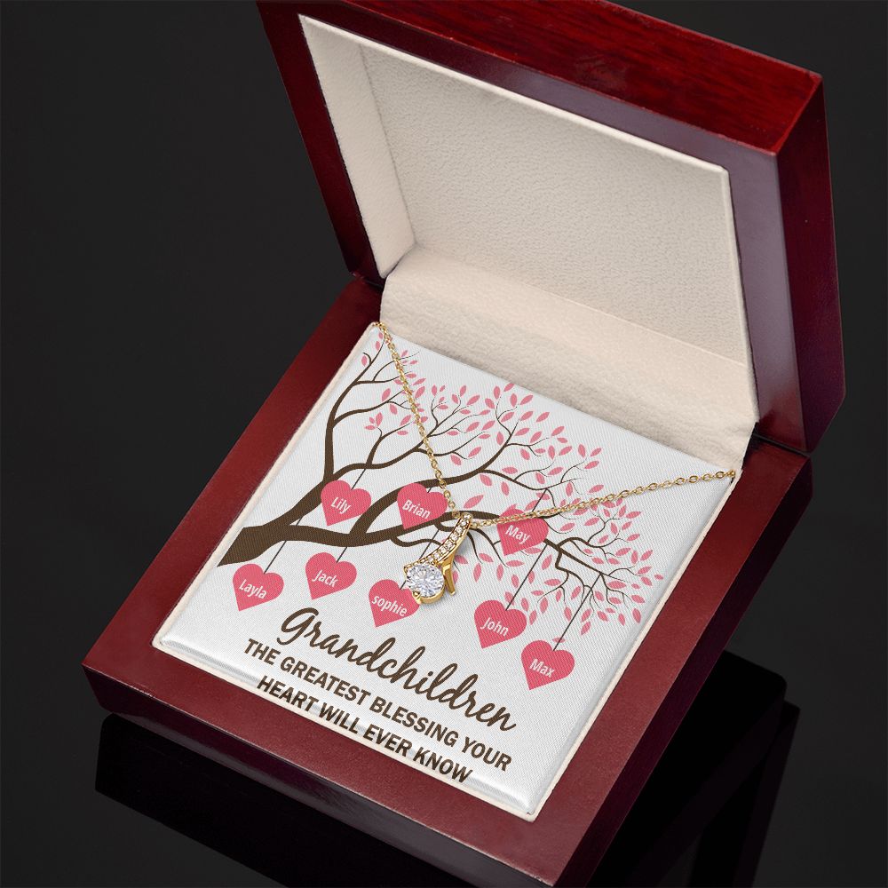 Grandchildren the Greatest Blessing Alluring Ribbon Necklace-Express Your Love Gifts