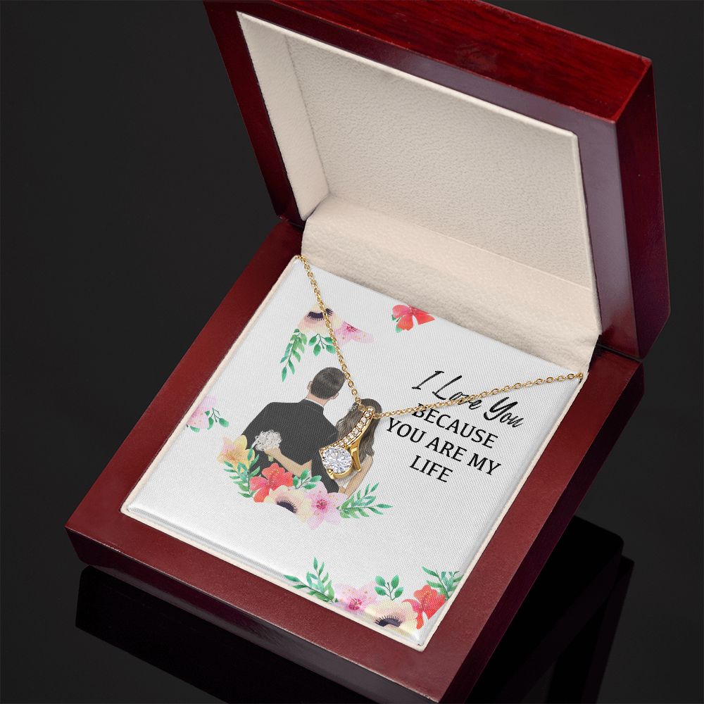 I Love You Because You Are My Life Alluring Ribbon Necklace-Express Your Love Gifts