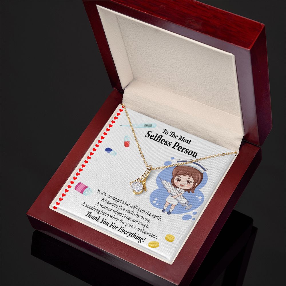 Thanks to Nurse Caregivers Alluring Ribbon Necklace-Express Your Love Gifts