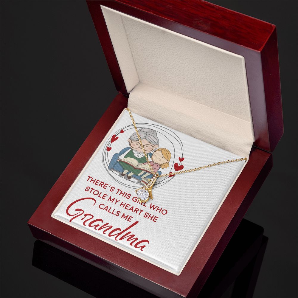 Girl Stole My Haert Calls Me Grandma Alluring Ribbon Necklace-Express Your Love Gifts