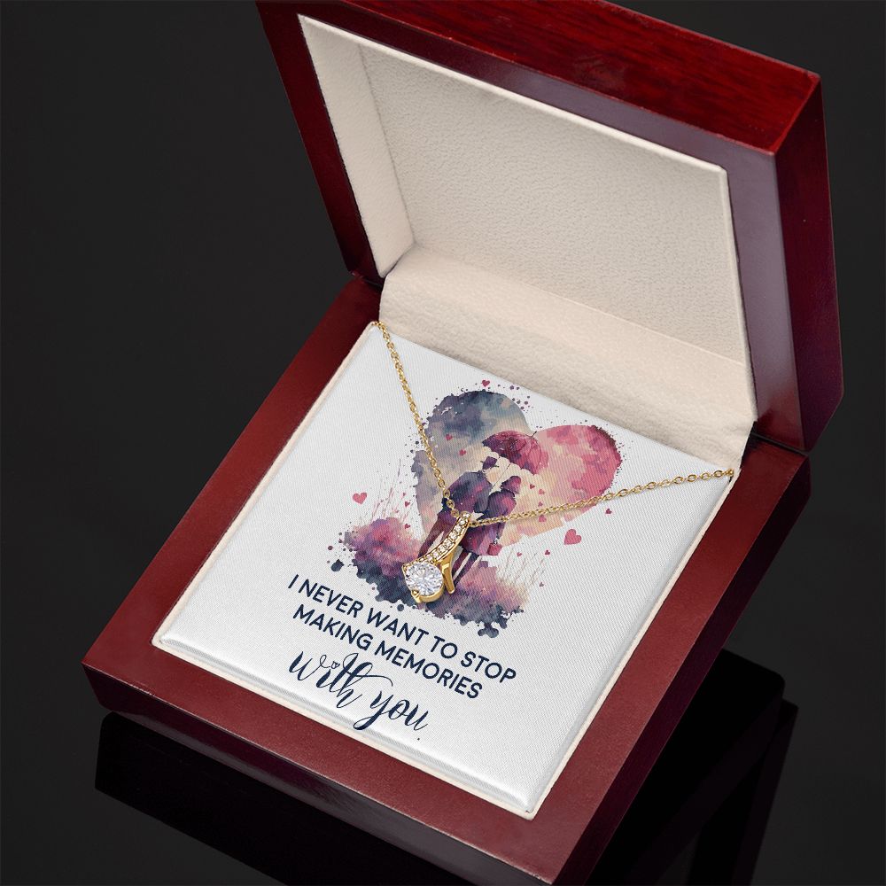 Never Stop Making Memories Alluring Ribbon Necklace-Express Your Love Gifts