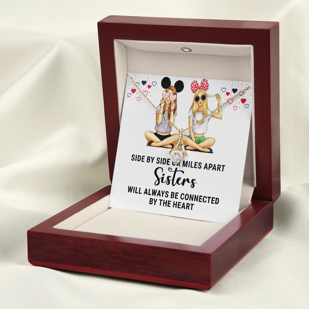 Sisters Connected by The Heart Alluring Ribbon Necklace-Express Your Love Gifts
